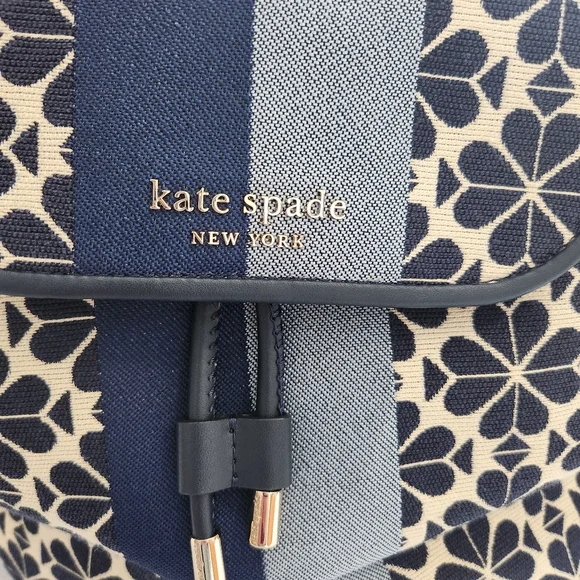 Kate Spade Blue and Cream Patterned Backpack display picture 1
